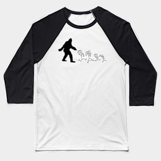 Bigfoot chases stick family Baseball T-Shirt